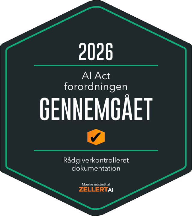 Ai Act GENNEMGÅET-badge udstedt af ZELLERT Ai